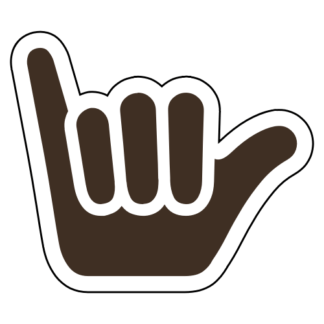 Shaka Sign (Hang Loose) Sticker (Brown)